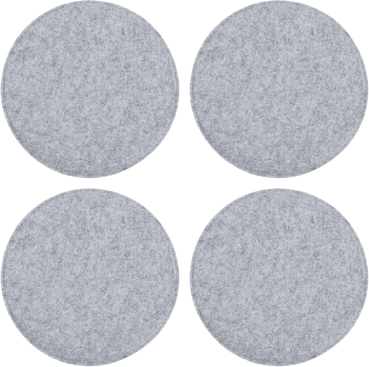 Set van 4 antislip vilten zitkussens, vilten zitkussens met antislipnoppen, 34 x 34 cm, wasbare stoelkussens voor binnen en buiten, zitkussen voor eetkamer, tuin (rond, lichtgrijs, 4 stuks)