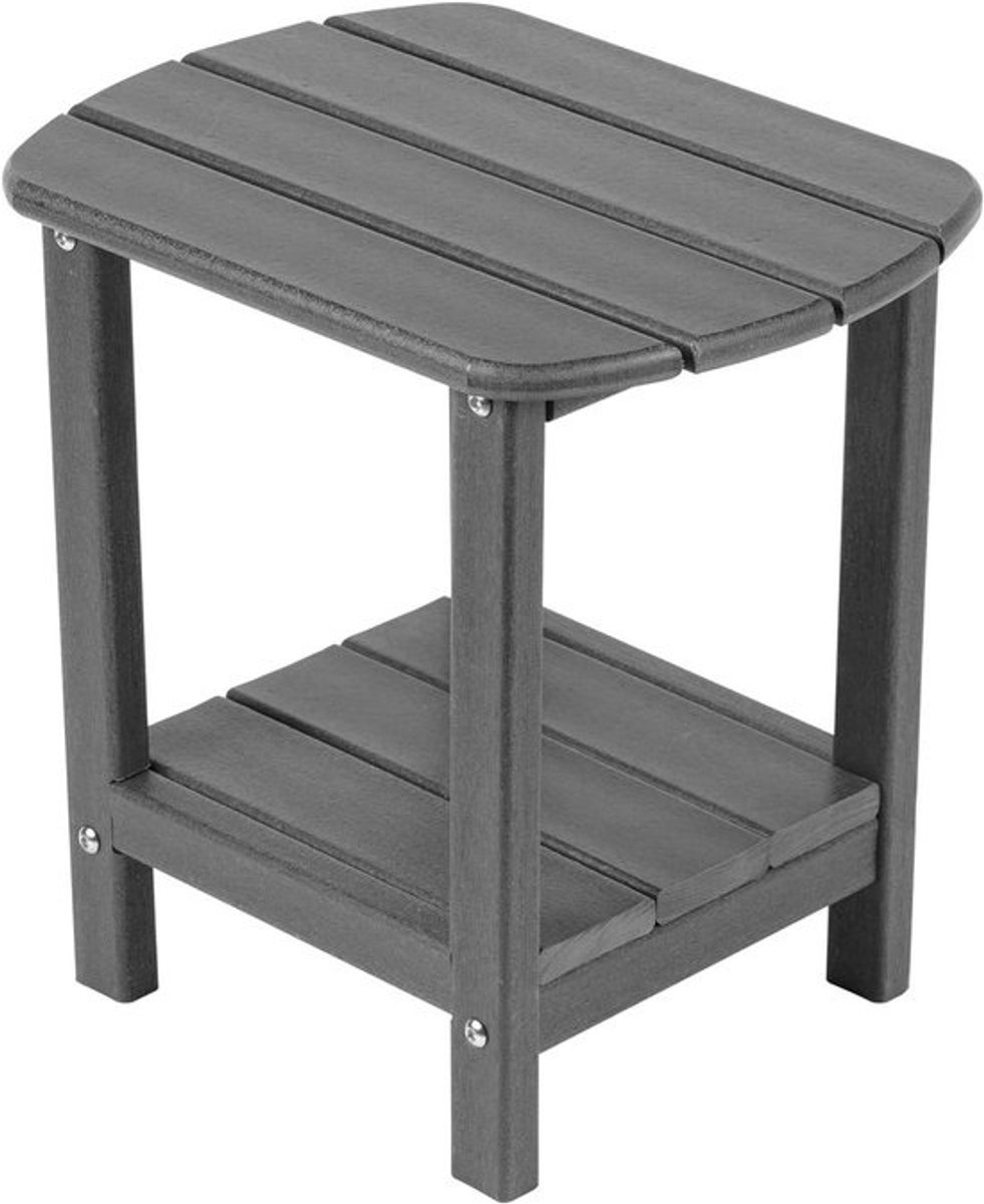 Adirondack bijzettafel - Tuinstafel kleine tafel - Buitenmeubilair - Dubbele opberglaag - 4394 cm hoog - Grijs