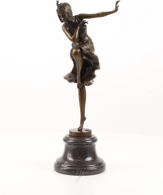 serveerster Schaduw Occlusie Bronzen beeld Art Nouveau Jugendstil Deco danseres vrouw op marmeren sokkel  marmer... | bol.com