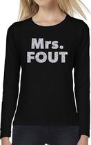Mrs. FOUT zilver glitter t-shirt long sleeve zwart voor dames - Mrs. FOUTshirt met lange mouwen S