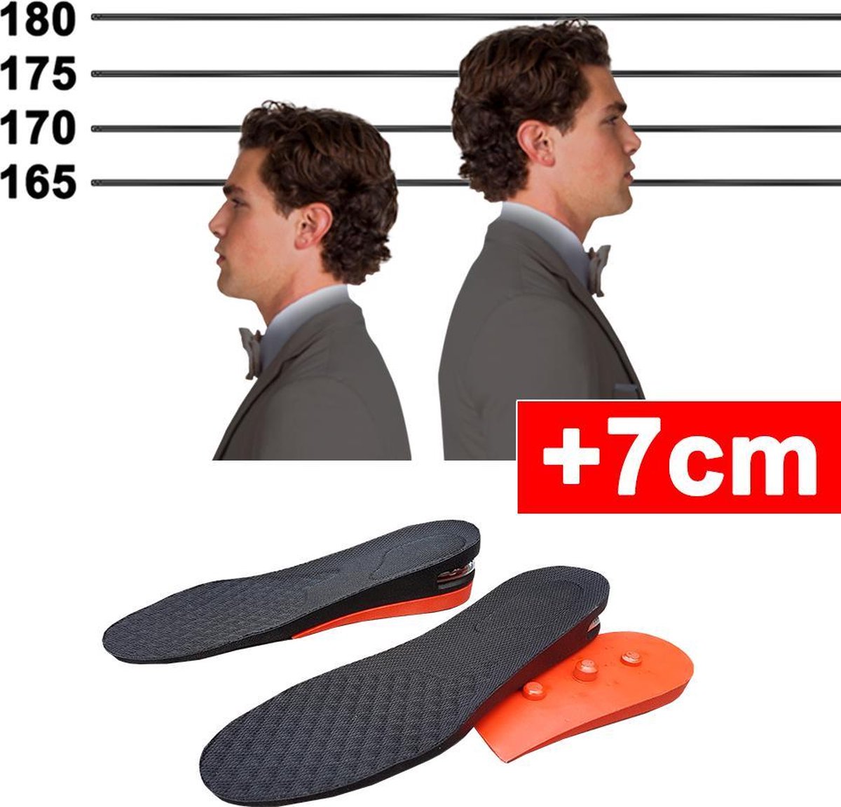 5cm verhogende inlegzolen voor mannen | wordt direct 7cm langer | 41-44 - Lifterz ® - Lifterz