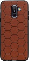 Hexagon Hard Case voor Samsung Galaxy A6 Plus 2018 Bruin + Screenprotector