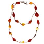 Behave® Lange kralen ketting oranje 120 cm