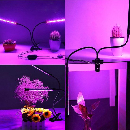 Ortho® - LED Groeilamp - Bloeilamp - Kweeklamp - Grow light - Groei lamp met 2 Lange lampen met Flexibele lamphouder - Klem spotje - 2x - Ortho