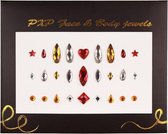 Face & Body Jewels Glitter sticker( Carnaval ): rood/ wit (= zirkonia) geel