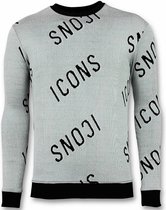 Print Trui - ICONS Sweater Heren - Grijs