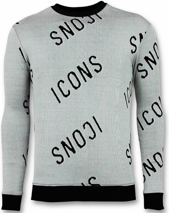 Print Trui - ICONS Sweater Heren - Grijs | bol.com
