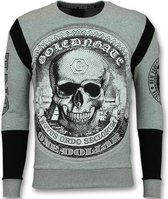 Rhinestone Trui Heren - Skull Dollar Sweater - Grijs