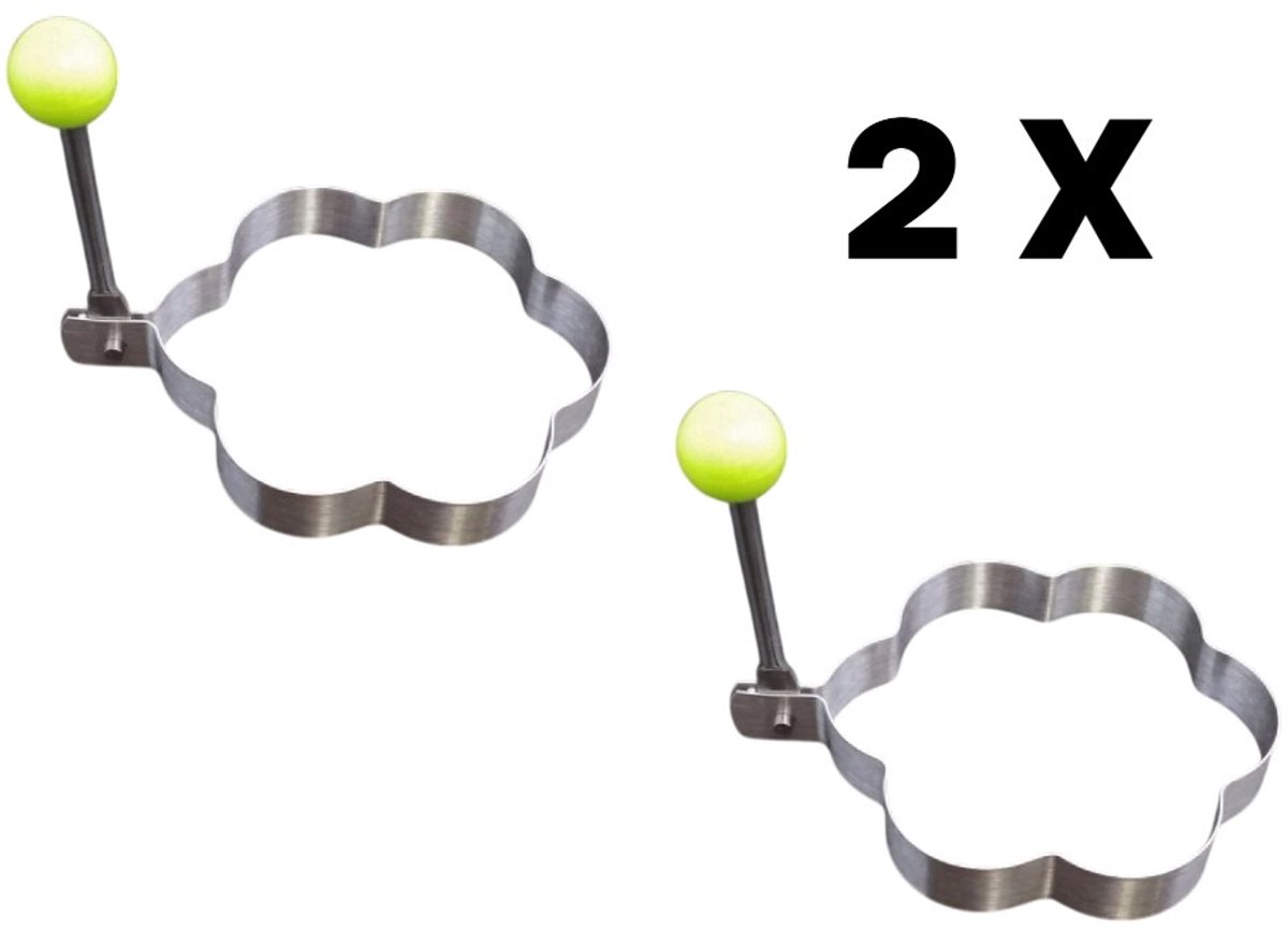 2 X Bakvorm - Bloem - pannenkoek - ei - eivorm - 9 cm - Handvat