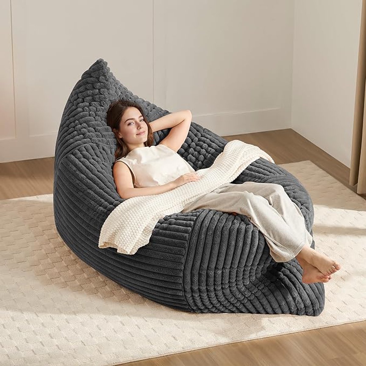 Re-purelife® Grote Omvormbare Beanbag 194x140 cm - Met Wasbare Hoes & Ergonomische Onderst