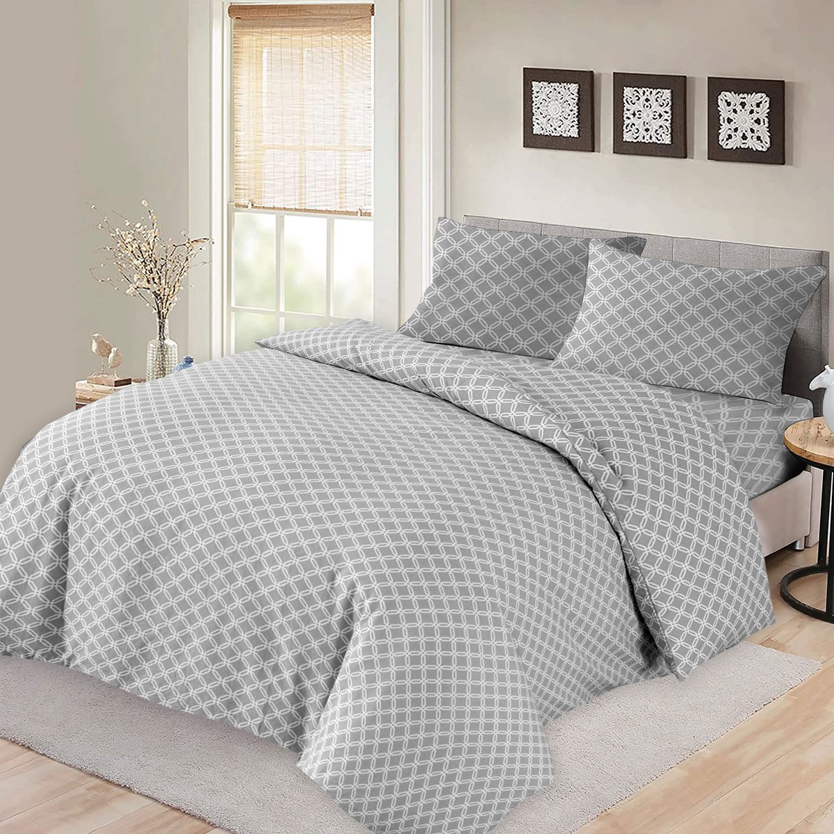 Bed Glow & Apparel – 2-Persoons Dekbedovertrekset 200x200 cm met 2 Kussenslopen 60x70 cm – 100% flannel– grijs