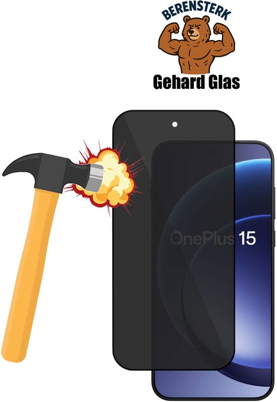 2x TechNow Protecteur d'écran Privé adapté pour OnePlus 15 Protecteur d'écran - Verre de protection Privacy - Rounded - Privacy Proteqt+