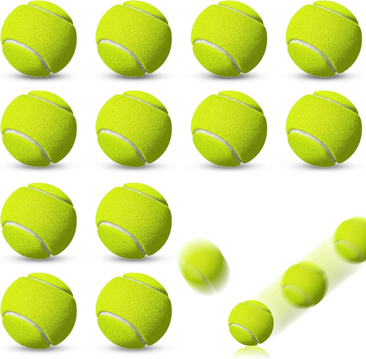12x Tennisballen Conventioneel Groen - Geschikt voor Training, Beginners en Hondenspeelgoed
