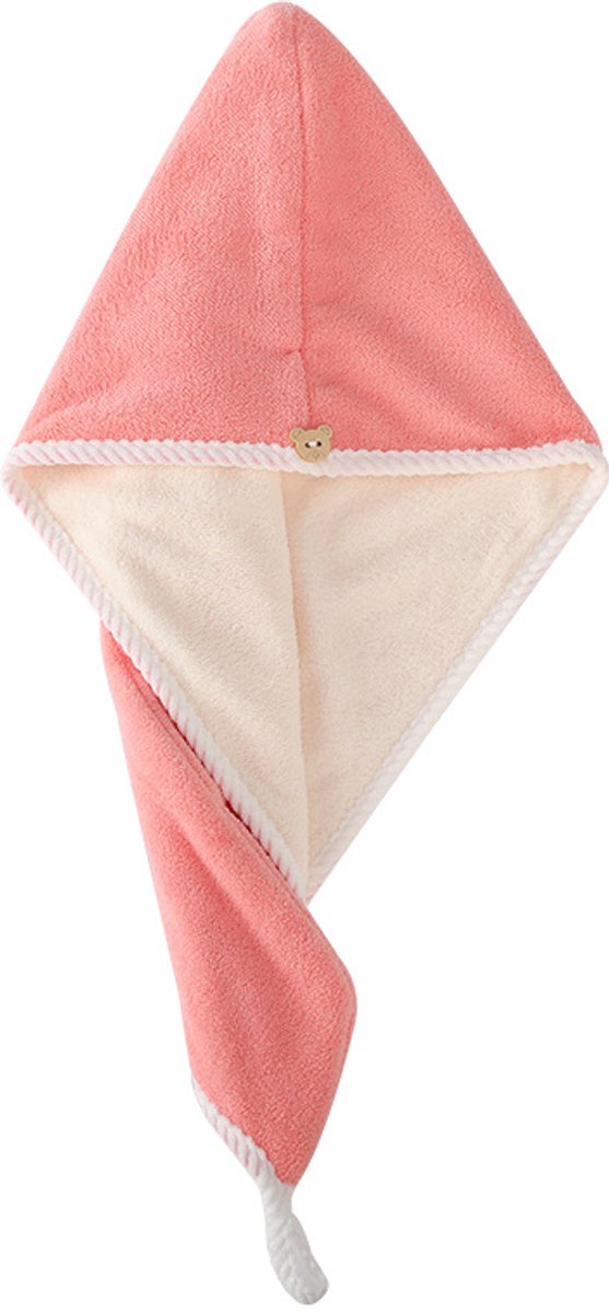 ‌JeiibrZui Haarhanddoek voor Vrouwen - Handdoek om Het Haar Te drogen - Dik en Absorberend - Zacht en Ademend - 1 Stuk - Inclusief Douchemuts - Roze
