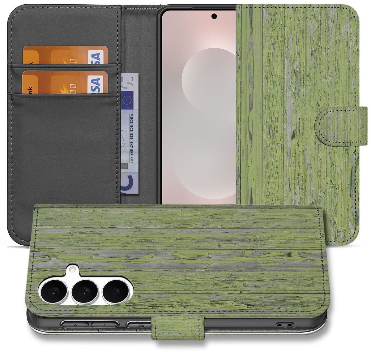 Samsung Galaxy S25 FE Book Style Case Green Wood
