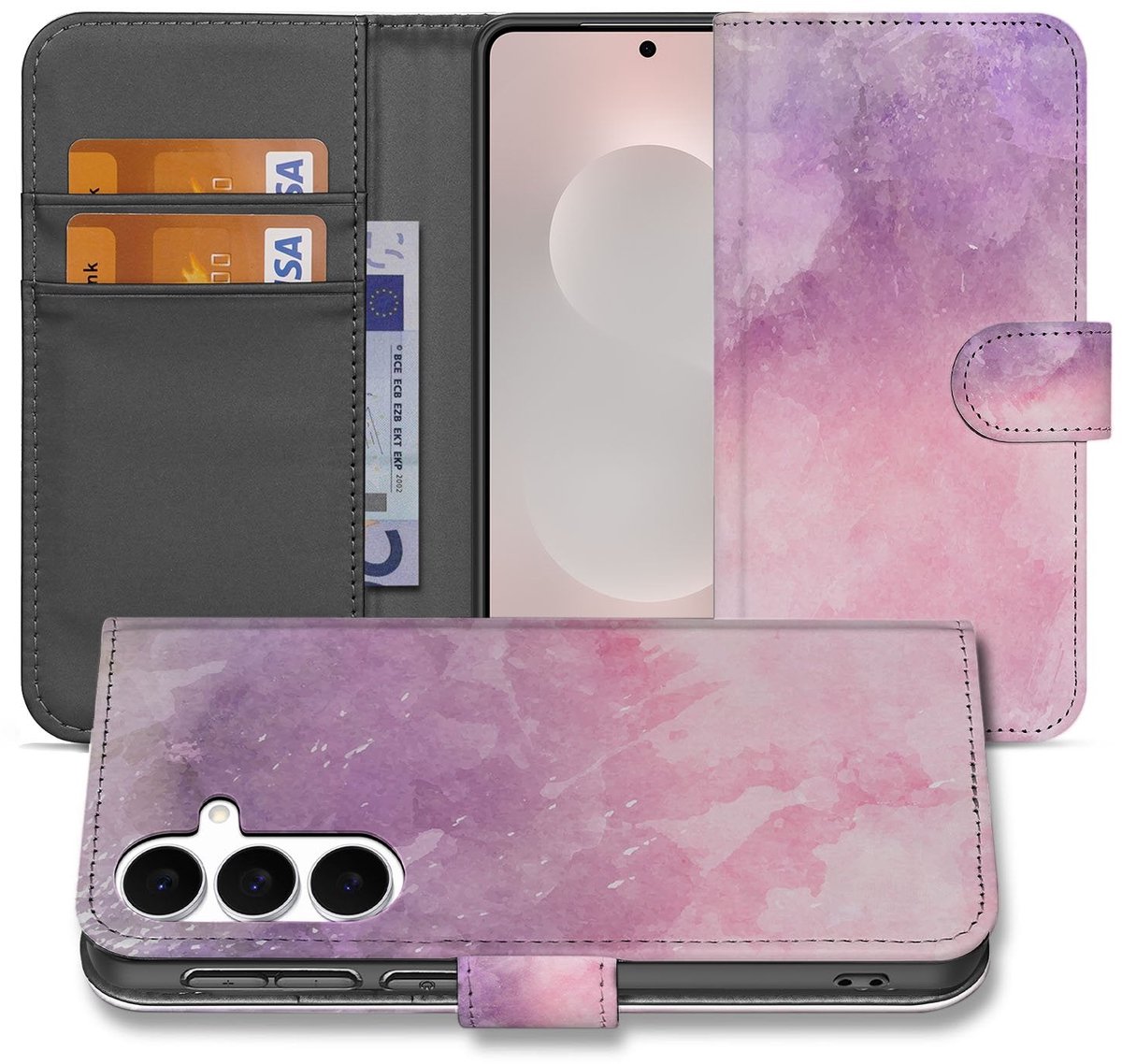 Samsung Galaxy S25 FE Bookcase Hoesje Roze Paars Paint TPU Bescherming