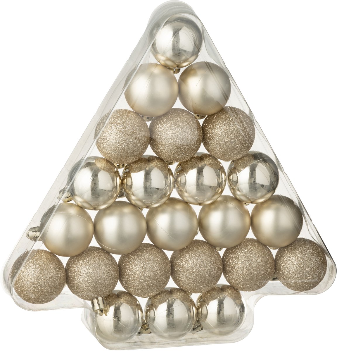 J-Line kerstbal - kunststof - beige - doos van 24
