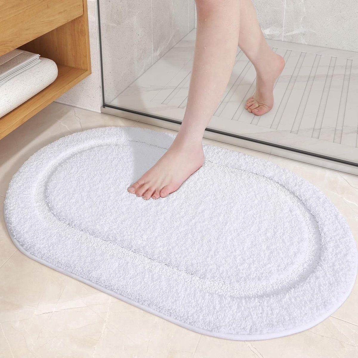 Stunq® Zachte Ovale Badmat 40 x 60 cm Wit