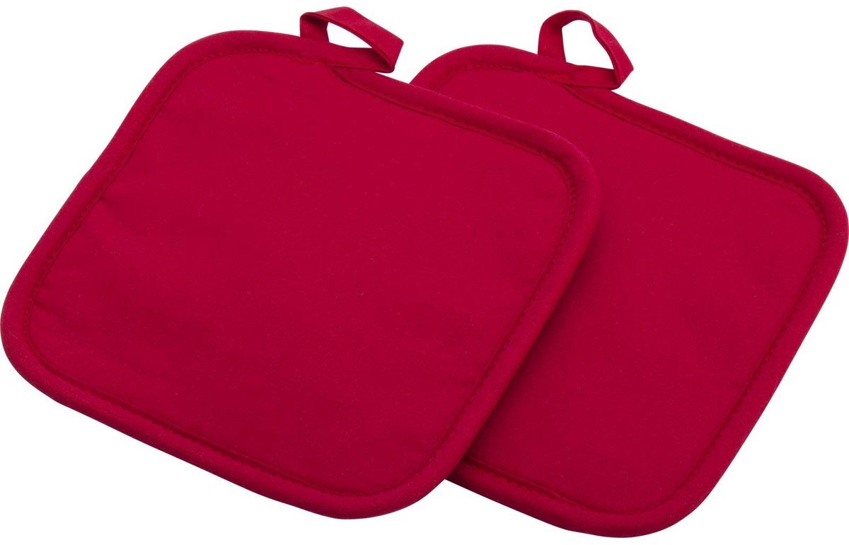 Stunq® Rode en Zwarte Pannenlappen, Vierkant - Katoen Neopreen, 2 Stuks