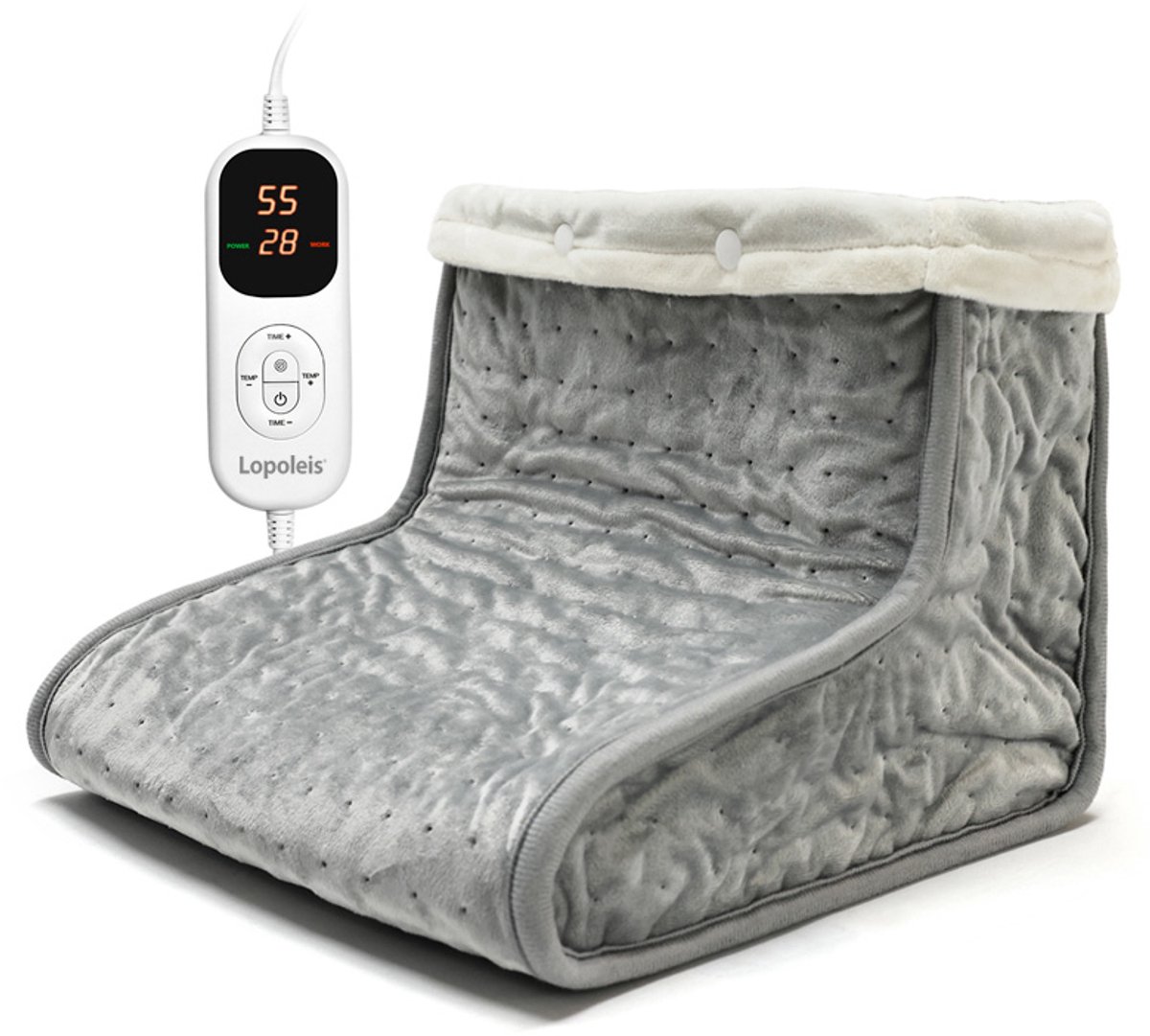 Lopoleis Elektrische Voetenwarmer – infrarood verwarming – voetwarmer – Voetenwarmer Electrisch met Timer – 100W – Grijs – 9 warmtestanden