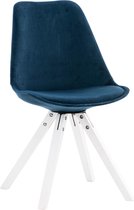 Clp Pegleg Eetkamerstoel - Vierkant frame - Fluweel - Blauw - Kleur onderstel : Wit