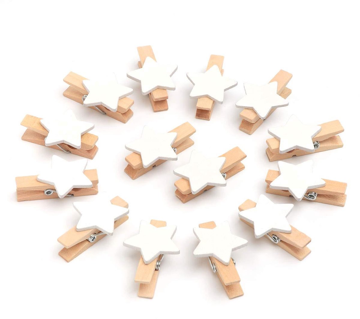 Houten wasknijpers ster - Christmas - 35 mm - 100 stuks - Bruin