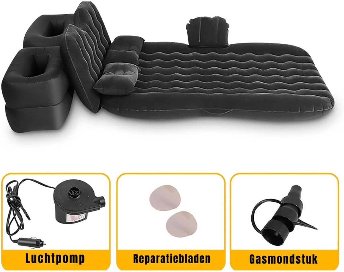 RWB® Auto Matras - Auto Luchtbed - Opblaasbed Auto - 130 x 90 x 22 - met Pomp