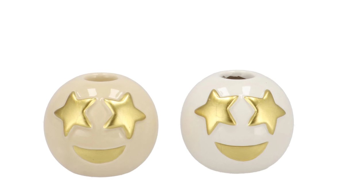 Smiley cozy sand candle 7x6cm - set van 2