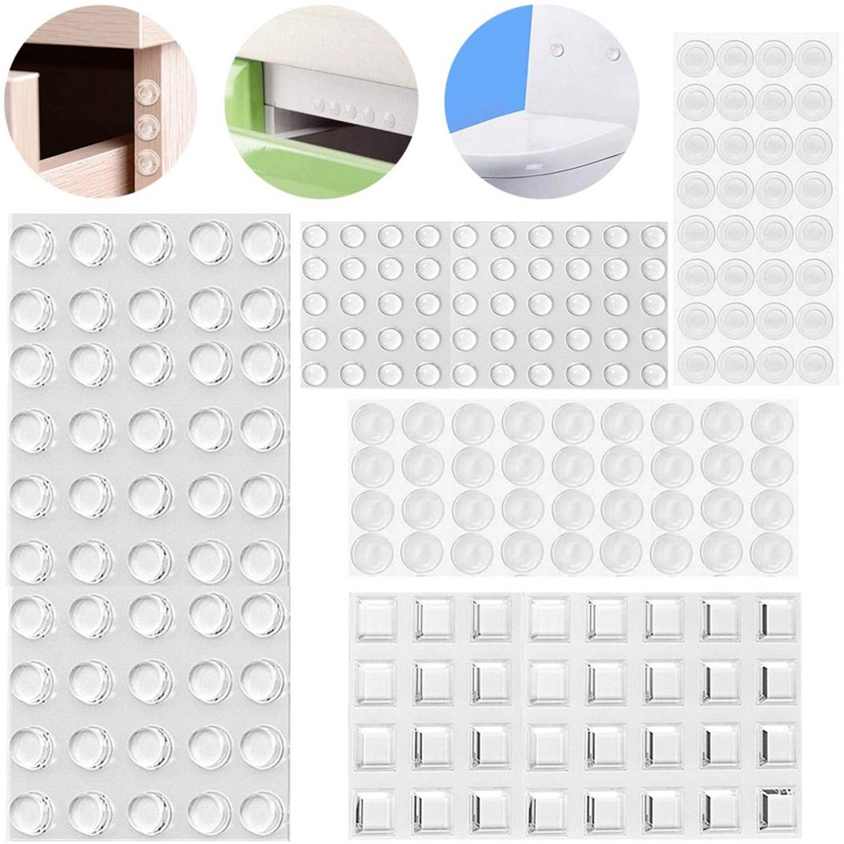 EXCITAT Transparante elastische kussenpads - Meubelkussenpads - Deurkussenpads - Beschermpads - Zelfklevend - Geschikt voor deuren, kasten en meubels - 254 stuks
