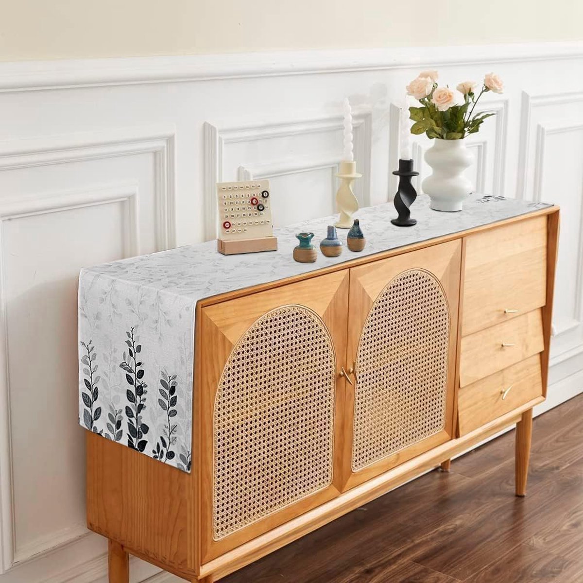 Stunq® Moderne Tafelloper met Bloemen- en Bladpatroon voor Woonkamer en Eettafel