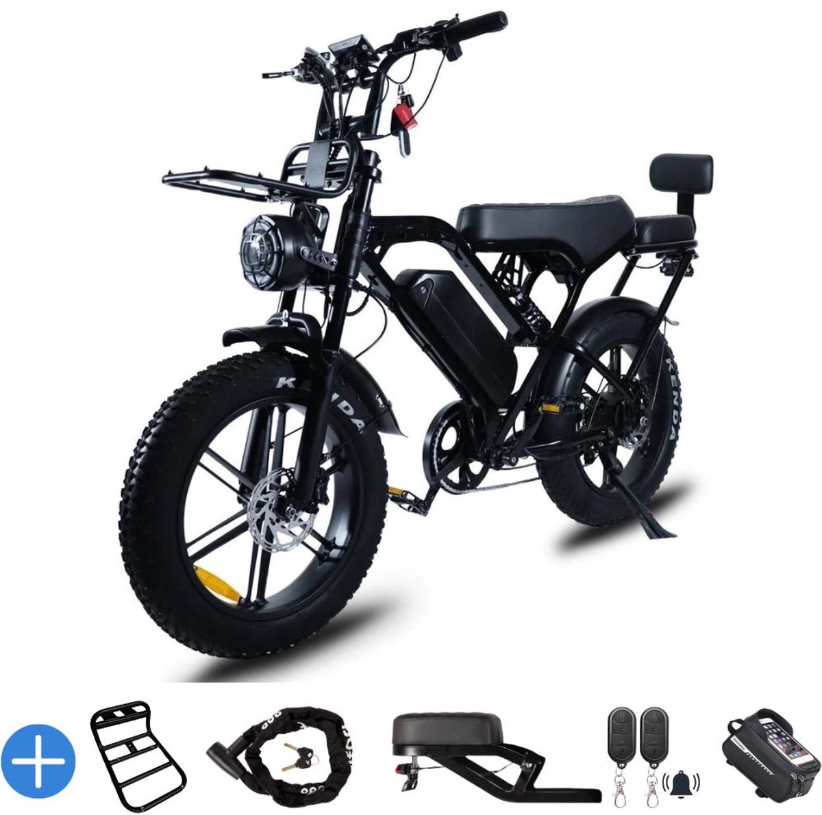 Ebikekopen.com Fatbike X80 Pro - Hydraulische remmen - 2026 Model - Incl. Slot - Telefoonhouder - Alarmsysteem - Voorrekje - Voetensteuntje - Met Accessoires - Straatlegaal - Ebike - Elektrische Fiets - Max 25 km/h - Ebikekopen.com - €1.095,00