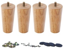 EXCITAT Houten meubelpoten - tafelpoten - kastpoten - geschikt voor banken, bedden, dressoirs, fauteuils en tafels - 4 stuks