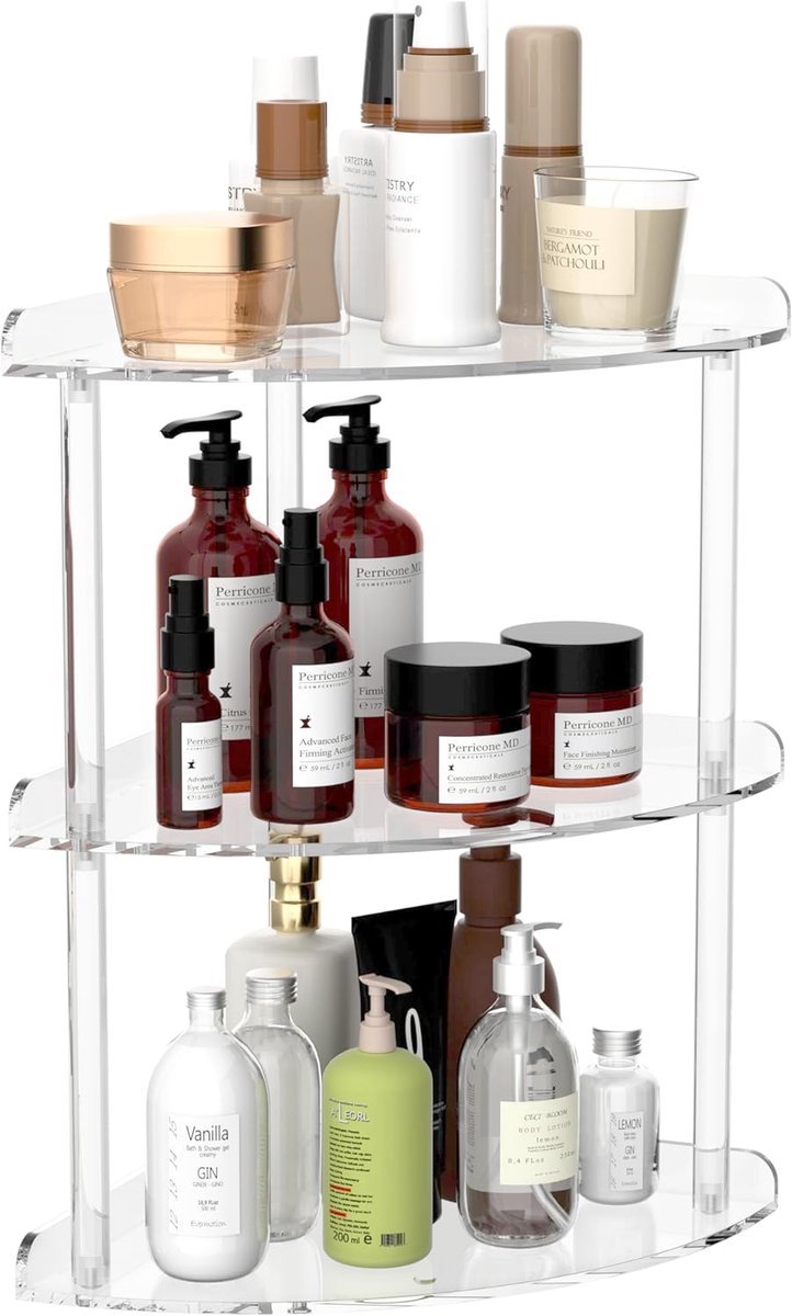 Stunq® Durable Acrylic Corner Shelf Organizer – Multi-Room Versatile Storage Solution