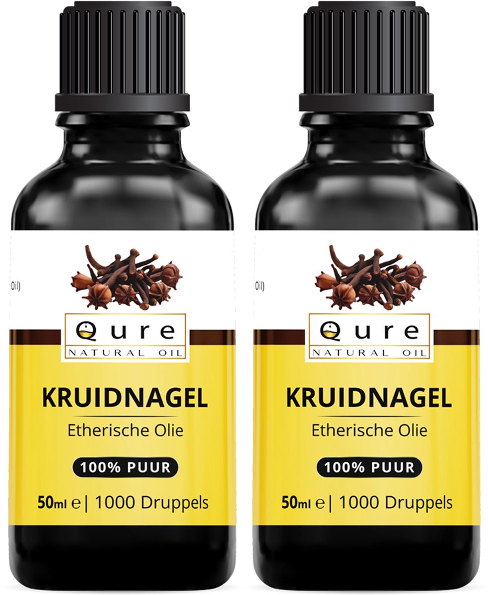 Kruidnagelolie 2x50ml | 100% Puur & Onbewerkt | Geurolie | Kruidnagelolie Etherische Olie voor Huid, Haar en Aromatherapie