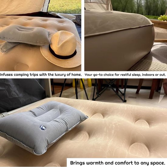 Opblaasbaar Matras 1-persoons - Fiber-Tech Ondersteuning - 21 cm Hoogte - 300 lbs Draagvermogen - Met Oploskussen - Voor Camping en Gasten - Waterdicht PVC Materiaal van Merkloos — afbeelding 5