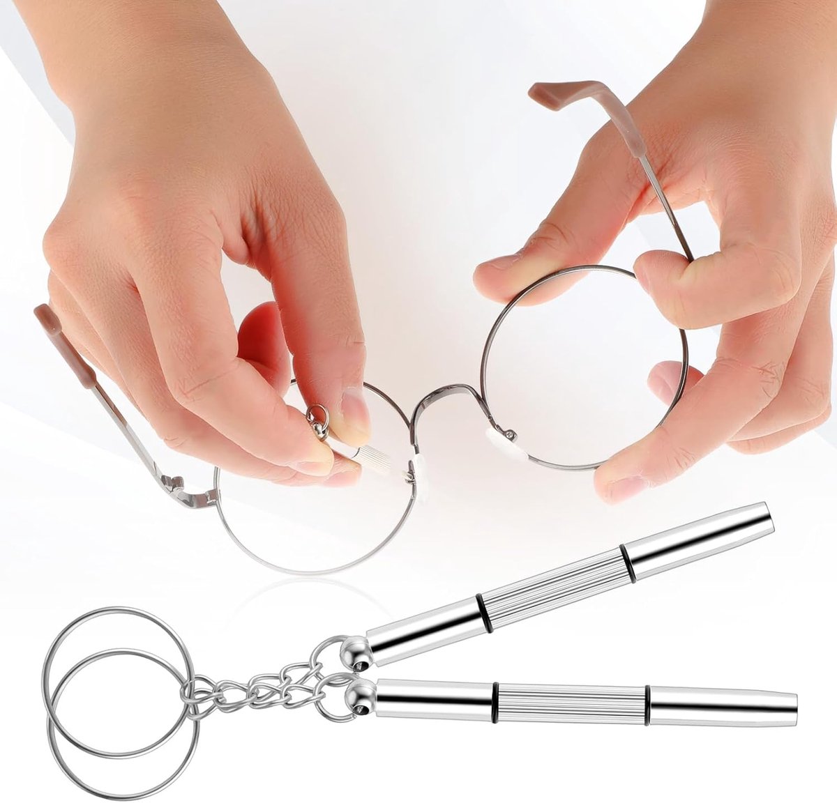 Mini-schroevendraaierset voor brillen (50 stuks), 3-in-1 reparatieset van roestvrij staal met sleutelhanger, draagbare precisieschroevendraaier, geschikt voor het repareren van brillen, mobiele telefoons, elektronica, sieraden en horloges.