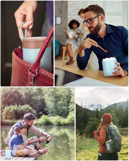 Yoghurt Beker To Go - Muesli beker - 720 ml Lunchbekerlekvrije met Lepel - Dubbellaags lekvrij - Blauw — afbeelding 3