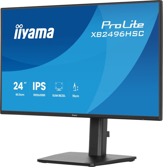 iiyama ProLite XB2496HSC-B1 - 24 inch - Full HD - IPS - USB-Hub (2x) - Verstelbaar - USB-C (65 watt)