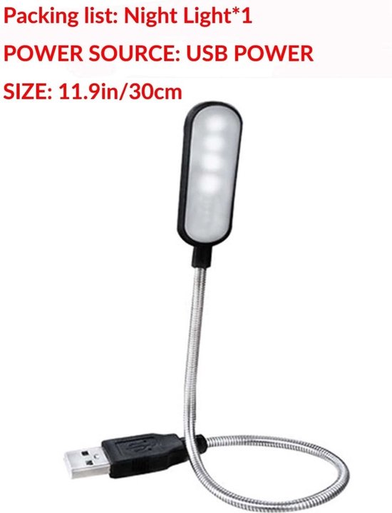 Borvat® LED Laptop Lampje – USB Toetsenbord Verlichting – Flexibele Leeslamp – 6 LED – Energiezuinig — afbeelding 4