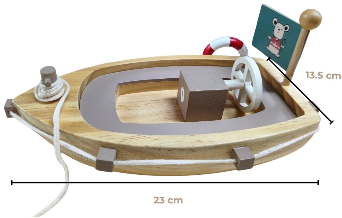 Babiem® Xavier - Trekdier Boot - Speelgoed Met Trekkoord - Houten Speelgoed - Speelgoed 1 Jaar - Verwisselbare Vlaggen - met Wieltjes - FSC - Hout — afbeelding 6