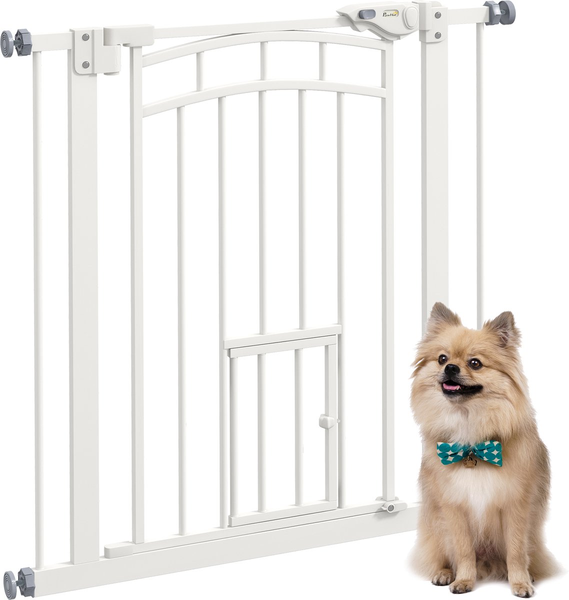 PawHut-Pet Gate-Acier-80x4x76cm-Blanc