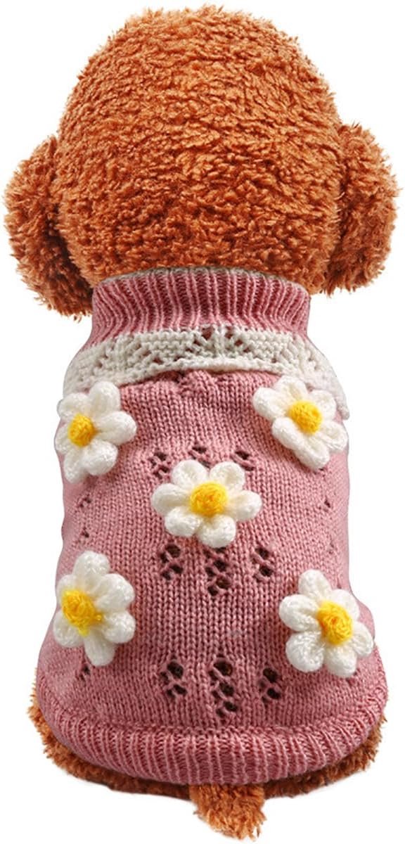 Hondenjas - Hondentrui - Pet Dog Sweater - Hondentrui voor Kleine Honden - Meisjes Schattige Bloemenpuppy - Gebreide Trui Winterbreiwerk - Kat Lichtgewicht Warme Trui - Verjaardag Vakantie - Feestdecoratie - Kerst - Maat M — cadeau in Cadeau-ideeën - foto 6