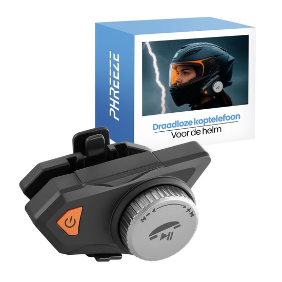 Phreeze Motorhelm Headset Bluetooth - Headset voor Motor, Scooter & Skilhelm - Handsfree Bellen & Muziek - Waterdicht IPX6