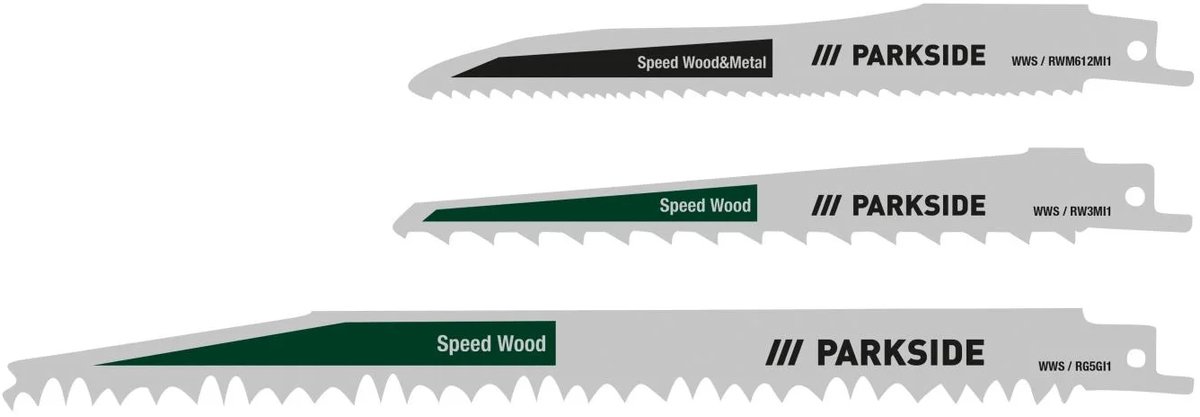 Parkside Reciprozaagbladen - vers hout - 3 stuks