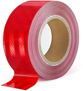 Bande réfléchissante - Bande de signalisation réfléchissante imperméable pour usage extérieur - Découpable - Bande de sécurité autocollante en PVC - Autocollante - Pour véhicules, vélos, casques, poussettes et vêtements - 10 m x 5 cm - Rouge