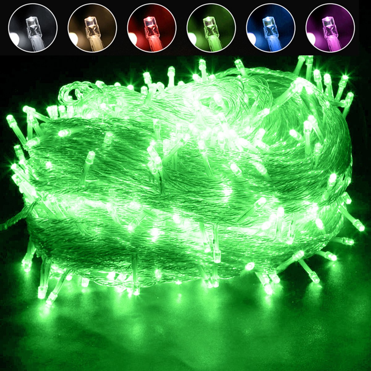 MUPOO Lichtsnoer Buiten en Binnen - IP44 100M 1000LEDs Groen licht -Fairy Light-8 Modes -fairy light- Kerstverlichting-Voor Buiten-Tuin-Schutting