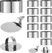 Set Découpes ronds Somstyle - 16 pièces - Emporte-pièces pour biscuits et desserts - Ø 8 cm - Accessoires de pâtisserie - Argenté