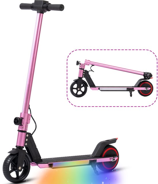 Elektrische step voor kinderen Vankel S32 -6.5 Zoll Banden - Opvouwbare Kinderstep voor 6-15 jaar, 150W Motor, Maximumsnelheid 14 km/u - E-Step met LED Display, Lichtgewicht Elektrische Step Skateboard met EBS-Maximale Belasting 100kg-roze