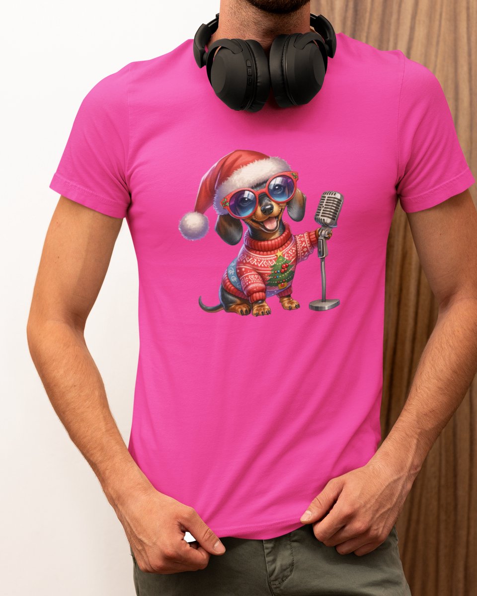 Singing Dog Kerst - Kerst T-shirt Roze - Grappig T-shirt - Maat XXL - Kerst Cadeau Mannen - Limited Edition