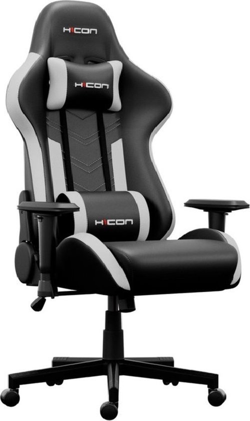 Gamestoel - Gaming stoel - Game stoel - Gaming Chair - HICON® - Verstelbaar - Lambeth - Max Gewicht 150 kg - Zwart Wit